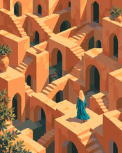 Load image into Gallery viewer, Paint by numbers kit for adults Surreal Terracotta Maze Figured'Art UK