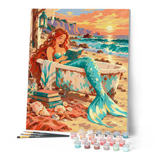 Load image into Gallery viewer, Sunset Mermaid Reading by the Sea