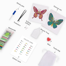 Load image into Gallery viewer, Mini Diamond Painting 15x20cm (4 pieces) - Vibrant Wings: A Butterfly Quartet