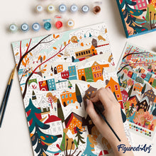 Load image into Gallery viewer, Paint by Numbers Gift Box - Colourful Winter Village