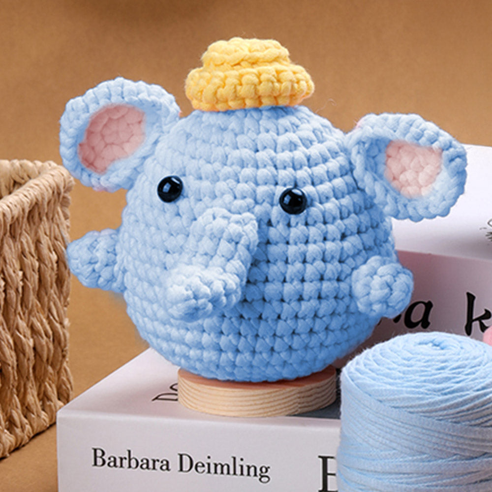 Amigurumi Crochet Kit - Elephant Ball with Hat – Figured'Art, image size:1000x1000
