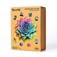 Load image into Gallery viewer, Wooden Puzzle - Rainbow Succulent
