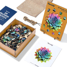 Load image into Gallery viewer, Wooden Puzzle - Rainbow Succulent