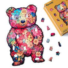 Load image into Gallery viewer, Wooden Puzzle - Floral Teddy Bear
