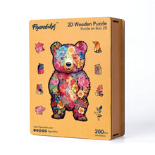 Load image into Gallery viewer, Wooden Puzzle - Floral Teddy Bear