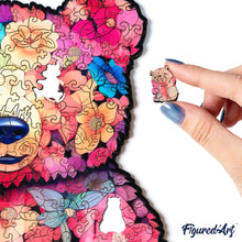 Load image into Gallery viewer, Wooden Puzzle - Floral Teddy Bear