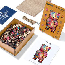 Load image into Gallery viewer, Wooden Puzzle - Floral Teddy Bear