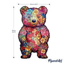 Load image into Gallery viewer, Wooden Puzzle - Floral Teddy Bear
