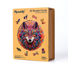 Load image into Gallery viewer, Wooden Puzzle - Vibrant Wolf