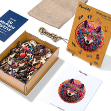 Load image into Gallery viewer, Wooden Puzzle - Vibrant Wolf