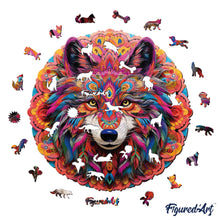 Load image into Gallery viewer, Wooden Puzzle - Vibrant Wolf
