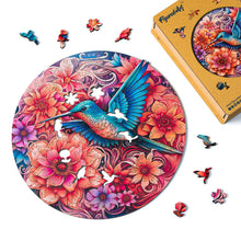 Load image into Gallery viewer, Wooden Puzzle - Hummingbird and Blooming Flowers