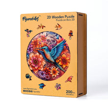 Load image into Gallery viewer, Wooden Puzzle - Hummingbird and Blooming Flowers