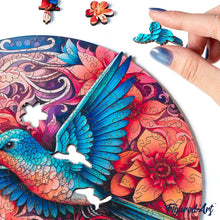 Load image into Gallery viewer, Wooden Puzzle - Hummingbird and Blooming Flowers