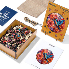Load image into Gallery viewer, Wooden Puzzle - Hummingbird and Blooming Flowers