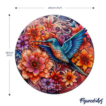 Load image into Gallery viewer, Wooden Puzzle - Hummingbird and Blooming Flowers
