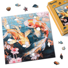 Load image into Gallery viewer, Wooden Puzzle - Koi Fish and Flowers