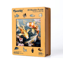Load image into Gallery viewer, Wooden Puzzle - Koi Fish and Flowers