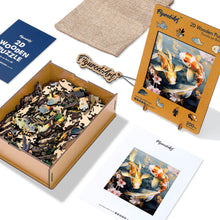 Load image into Gallery viewer, Wooden Puzzle - Koi Fish and Flowers