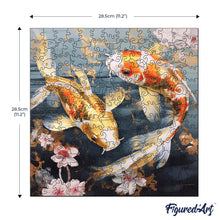 Load image into Gallery viewer, Wooden Puzzle - Koi Fish and Flowers