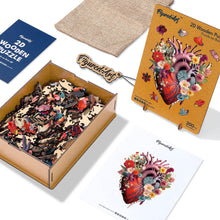 Load image into Gallery viewer, Wooden Puzzle - Floral Heart Anatomy