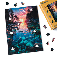 Load image into Gallery viewer, Wooden Puzzle - Sunset Over Crystal Lake