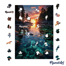 Load image into Gallery viewer, Wooden Puzzle - Sunset Over Crystal Lake