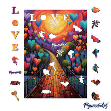 Load image into Gallery viewer, Wooden Puzzle - Path of Hearts