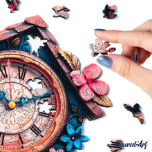 Load image into Gallery viewer, Wooden Puzzle - Floral Cuckoo Clock