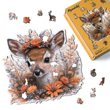 Load image into Gallery viewer, Wooden Puzzle - Fawn with Flowers