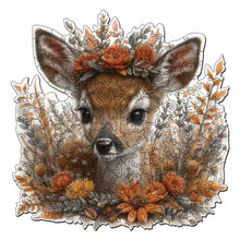 Load image into Gallery viewer, Wooden Puzzle - Fawn with Flowers