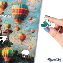 Load image into Gallery viewer, Wooden Puzzle - Castle with Hot Air Balloons
