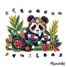 Load image into Gallery viewer, Wooden Puzzle - Floral Panda