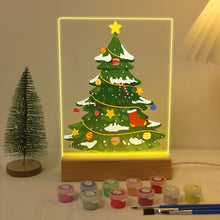 Load image into Gallery viewer, LED Light Display Base Wooden Paint by numbers 15x20cm Evergreen Christmas Tree