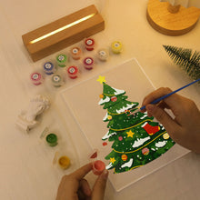 Load image into Gallery viewer, LED Light Display Base Wooden Paint by numbers 15x20cm Evergreen Christmas Tree