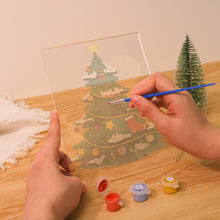 Load image into Gallery viewer, LED Light Display Base Wooden Paint by numbers 15x20cm Evergreen Christmas Tree
