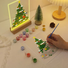 Load image into Gallery viewer, LED Light Display Base Wooden Paint by numbers 15x20cm Evergreen Christmas Tree