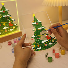 Load image into Gallery viewer, LED Light Display Base Wooden Paint by numbers 15x20cm Evergreen Christmas Tree