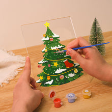 Load image into Gallery viewer, LED Light Display Base Wooden Paint by numbers 15x20cm Evergreen Christmas Tree