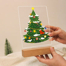 Load image into Gallery viewer, LED Light Display Base Wooden Paint by numbers 15x20cm Evergreen Christmas Tree