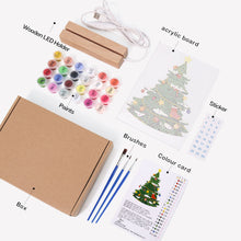 Load image into Gallery viewer, LED Light Display Base Wooden Paint by numbers 15x20cm Evergreen Christmas Tree