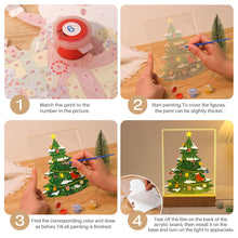 Load image into Gallery viewer, LED Light Display Base Wooden Paint by numbers 15x20cm Evergreen Christmas Tree