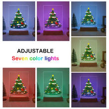 Load image into Gallery viewer, LED Light Display Base Wooden Paint by numbers 15x20cm Evergreen Christmas Tree
