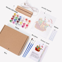 Load image into Gallery viewer, LED Light Display Base Wooden Paint by numbers 15x20cm Santa Claus 01