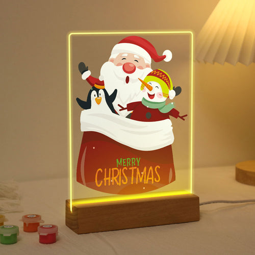 LED Light Display Base Wooden Paint by numbers 15x20cm Santa Claus 02
