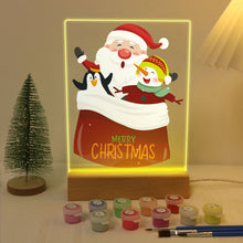 Load image into Gallery viewer, LED Light Display Base Wooden Paint by numbers 15x20cm Santa Claus 02
