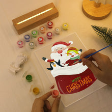 Load image into Gallery viewer, LED Light Display Base Wooden Paint by numbers 15x20cm Santa Claus 02