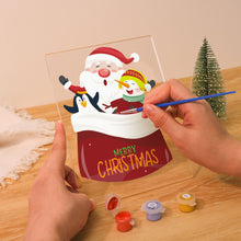 Load image into Gallery viewer, LED Light Display Base Wooden Paint by numbers 15x20cm Santa Claus 02