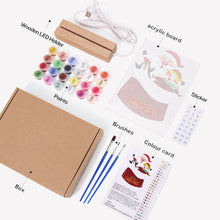 Load image into Gallery viewer, LED Light Display Base Wooden Paint by numbers 15x20cm Santa Claus 02