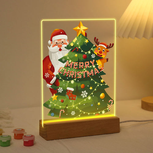 LED Light Display Base Wooden Paint by numbers 15x20cm Santa Claus 03